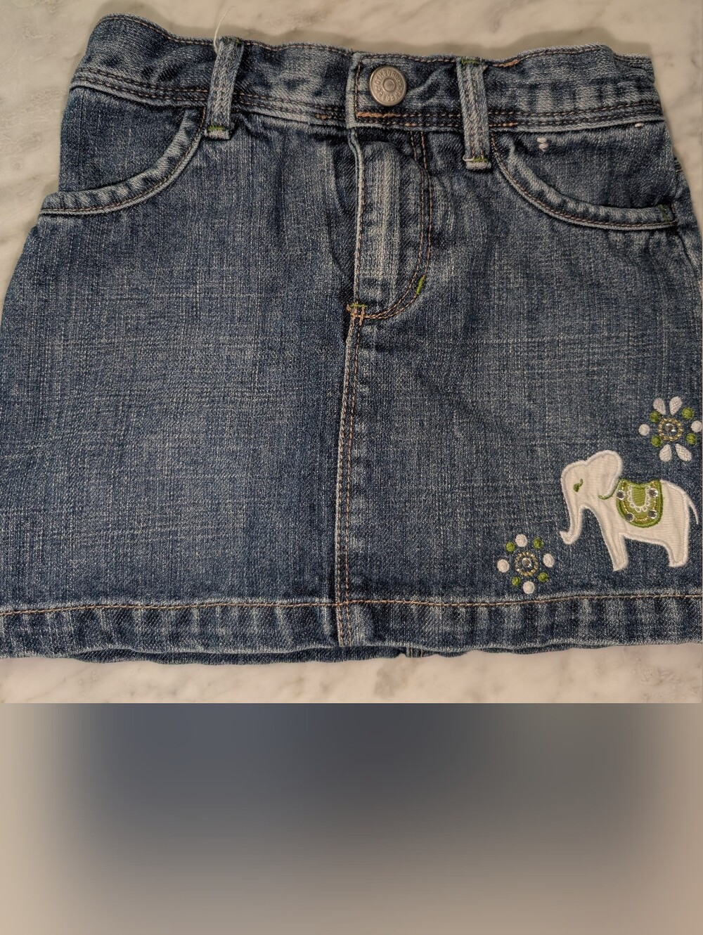 🐘 Gymboree Batik Summer Girls Cotton Denim Skirt w Appliqueed Elephant Size 3